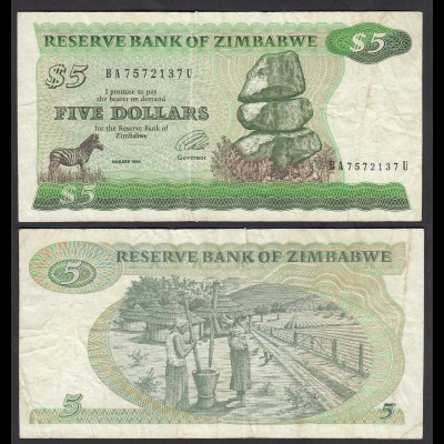 Simbabwe - Zimbabwe 5 Dollars 1994 Pick 2d F (4) (25022