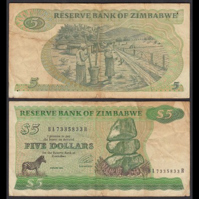 Simbabwe - Zimbabwe 5 Dollars 1994 Pick 2e VG (5) (25025