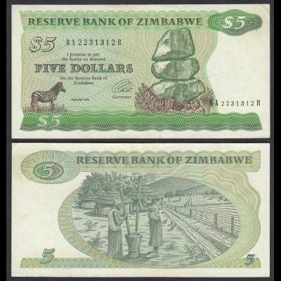 Simbabwe - Zimbabwe 5 Dollars 1994 Pick 2e VF (3) (25026