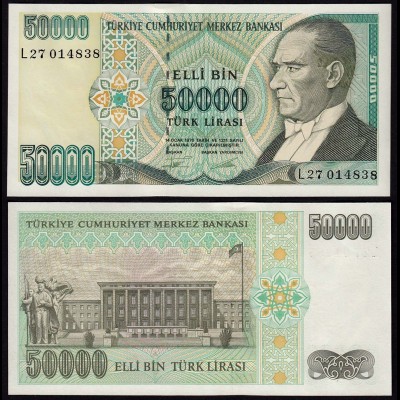 Türkei - Turkey 50000 Lira Banknote 1970 (1989) Pick 203 UNC ATATÜRK (15784