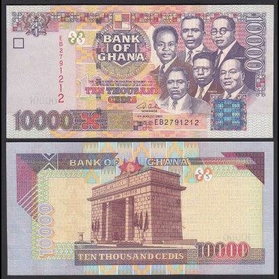 Ghana 10000 10.000 Cedis Banknote 2003 Pick 35b UNC (1) (25086