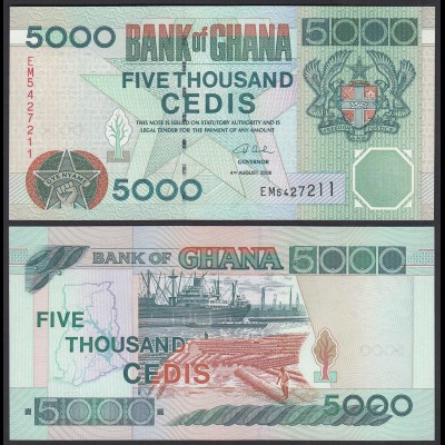 Ghana 5000 Cedis Banknote 2006 Pick 34j UNC (1) (25089