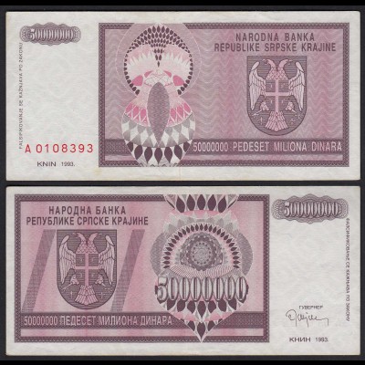 Kroatien - Croatia 50-Miilion Dinara Banknote 1993 Pick R14 VF (3) (25119