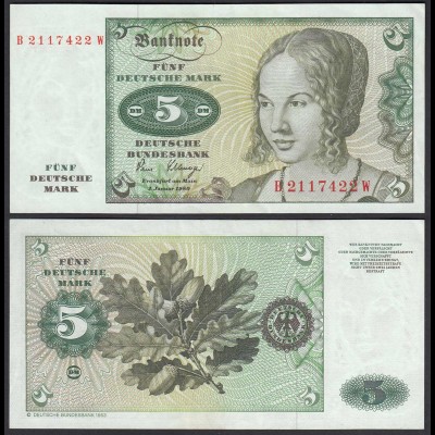 BRD 5 DM Bundesbanknote 1980 Ro 285a XF- (2-) (25148