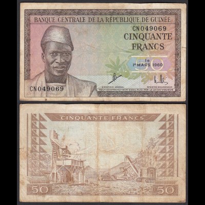 Guinea - Guinee 50 Francs Banknote 1960 Pick 12a VG/F (4/5) (25156