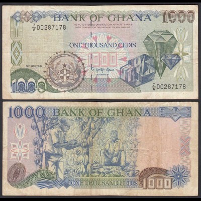 Ghana 1000 Cedis Banknote 1994 Pick 29b F (4) (25177
