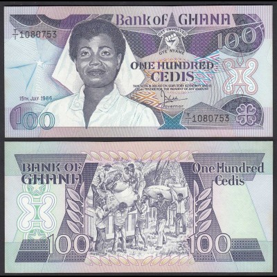 Ghana 100 Cedis Banknote 1986 Pick 26a UNC (1) (25190
