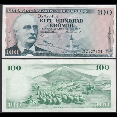 Iceland - Island 100 Kronur 1957 Pick 40a VF+ (3+) (25238
