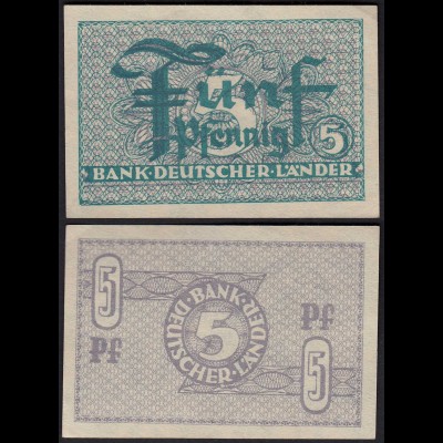 BDL - 5 Pfennig Banknote 1948 Ro. 250 Pick 11 aUNC (1-) (25271
