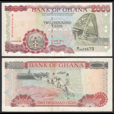 Ghana 2000 Cedis Banknote 1995 Pick 30b VF (3) (25278