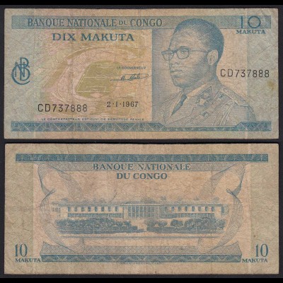 Kongo - Congo 10 Makuta 2.1.1967 Pick 9a VG (5) (25311