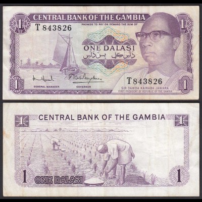 Gambia 1 Dalasi Banknote ND (1971-87) Pick 4f VF- (3-) sig 7 (25326