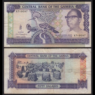 Gambia 50 Dalasi Banknote ND (1989-95) Pick 15a F/VF (3/4) sig 10 (25336