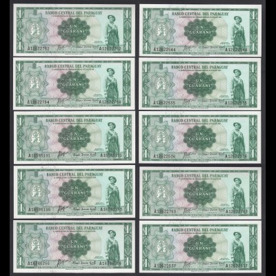 Paraguay 10 Stück á 1 Guarani Banknoten 1952 Pick 193a UNC (1) (89019