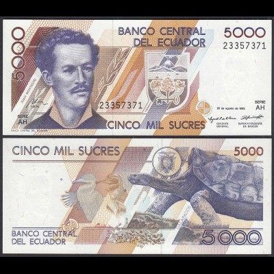 Ecuador 5000 Sucres 20.8.1993 Pick 128a UNC (1) (25450