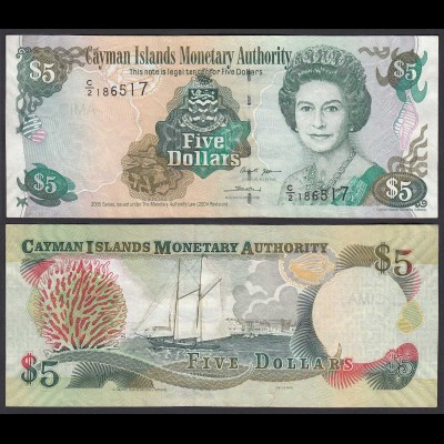 Cayman-Inseln 5 Dollars 2005 Serie C/2 Pick 34a VF/XF (2/3) (25464