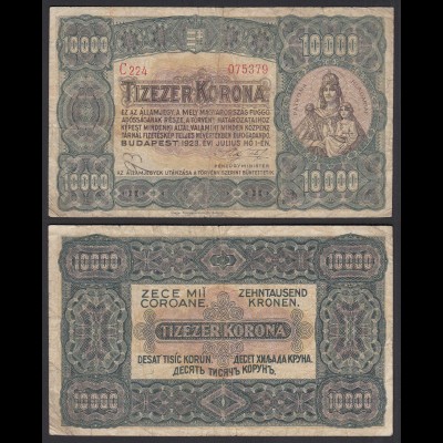 Ungarn - Hungary 10000 10.000 Korona 1923 Pick 77a VG/F (4/5) (25494