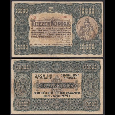 Ungarn - Hungary 10000 10.000 Korona 1923 Pick 77c F+ (4+) (25495