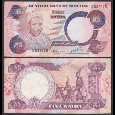 Nigeria 5 Naira Banknote Pick 24a sig.6 F (4) (25509