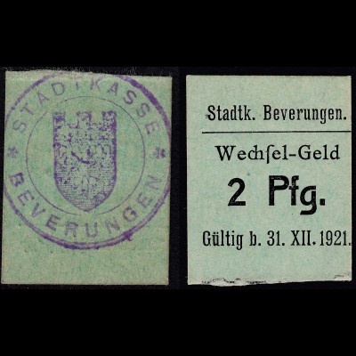 Westfalen - Beverungen 2 Pfennig Notgeld 1921 (25567