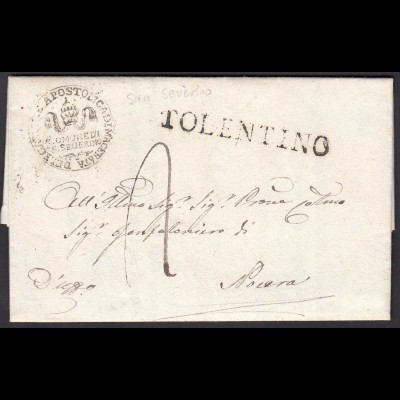 ITALY - ITALIEN Brief 1833 San Severino to TOLENTINO mit Inhalt (25600
