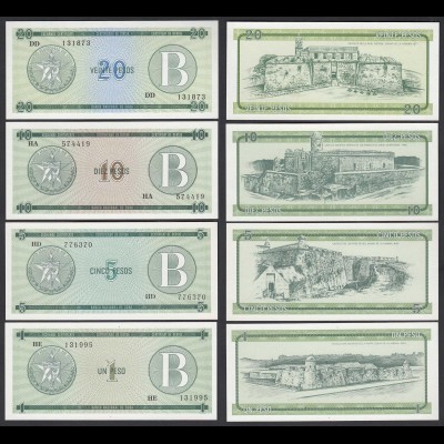 Kuba - Cuba 1,5,10,20 Peso 1985 Pick FX6,7,8,9 UNC (1) Foreign Exchange Certificates