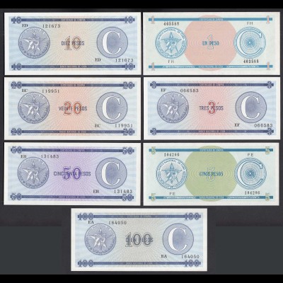 Kuba - Cuba 1,3,5,10,20,50,100 Peso 1985 Pick bis UNC (1) Foreign Exchange Certificates