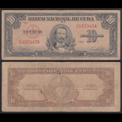 Kuba - Cuba 10 Peso 1949 Pick 77a VG/F (4/5) (25738