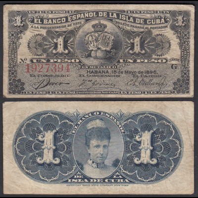 Kuba - Cuba 1 Peso 1896 Pick 47a F (4) (25744