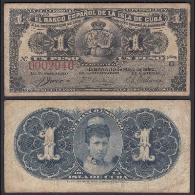 Kuba - Cuba 1 Peso 1896 Pick 47a F (4) (25745