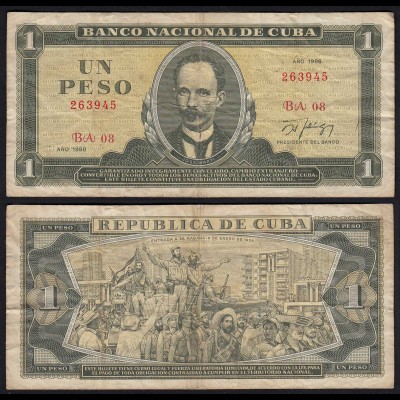 Kuba - Cuba 1 Peso Banknote 1988 Pick 102d F/VF (3/4) (25748