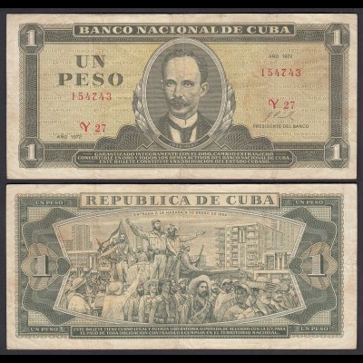 Kuba - Cuba 1 Peso Banknote 1972 Pick 102a F (4) (25750