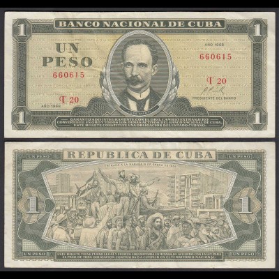 Kuba - Cuba 1 Peso Banknote 1968 Pick 102a VF- (3-) (25755