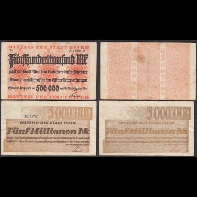 Essen Stadt 500.000 + 5 Millionen Mark 1923 Notgeld F (4) (25823