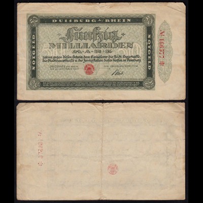 Duisburg 50 Milliarden Mark 1923 Notgeld VG (5) (25829