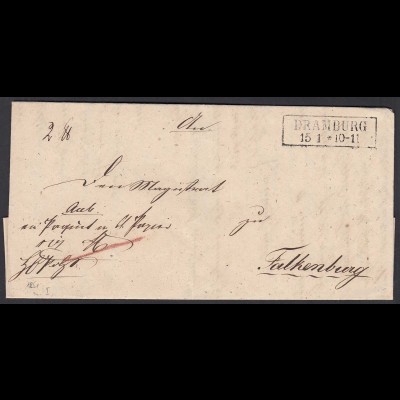 Preussen DRAMBURG Pommern R2 Paketbegleitbrief 1851 n. FALKENBURG (24582