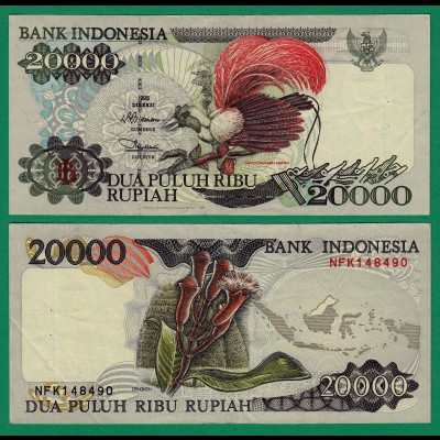 Indonesien - Indonesia 20000 20.000 Rupiah 1995 Pick 132d VF+ (3+) (17960