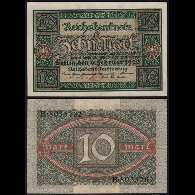 Reichsbanknote - 10 Mark 1920 Ro.63a, Pick 67 Udr B - Serie B aUNC (1-) (23402