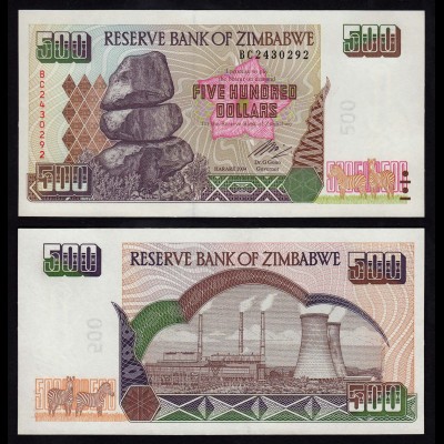 Simbabwe - Zimbabwe 500 Dollars 2004 Pick 11b UNC (1) (17898