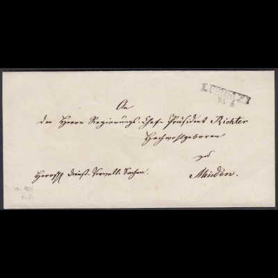 Preussen Umschlag ca. 1825 LÜBBECKE L2 nach MINDEN (24569