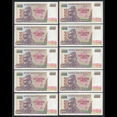 Simbabwe - Zimbabwe 10 Stück á 500 Dollars 2004 Pick 11b UNC (1) (89031