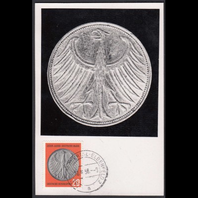 BRD Bund 1958 Maximumkarte 10 J. DM Mi.291 Deutsch Mark German Coin (26141