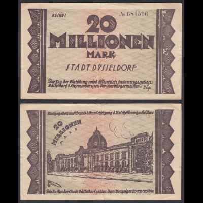  Düsseldorf Stadt 20 Millionen Mark 1923 Notgeld Reihe 1 (26155