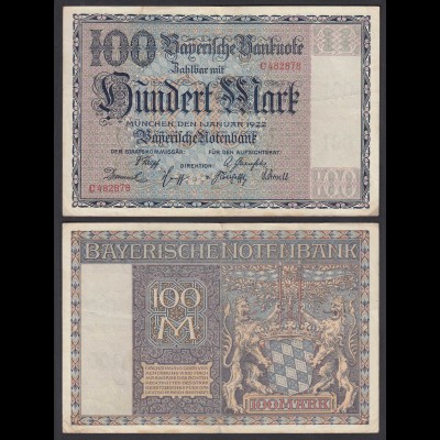 Bayern - 100 Mark 1922 Bayerische Notenbank Ro BAY4 (26125