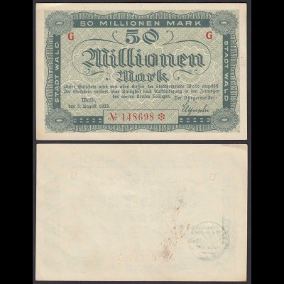 Wald Kreis Solingen 50 Millionen Mark 1923 Notgeld Serie G Starnote rot (26122
