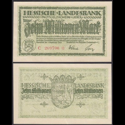 Hessische LANDESBANK - 10 Millionen Mark 1923 Notgeld Serie C rot Star (26123