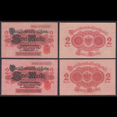 Darlehnskassenschein 2 Stück á 2 MARK 1914 Ro 52c UNC (1) (26164