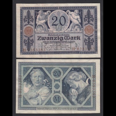 Reichsbanknote 20 Mark 1915 Ro 53 XF (2) Serie H6383383 !! (26180
