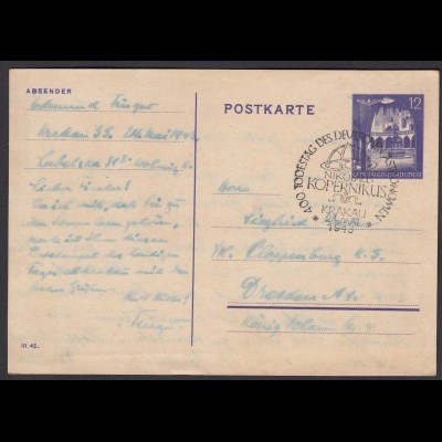 Generalgouvernement Deutsche Besatzung 2.WK Postkarte P12 gestempelt (26294