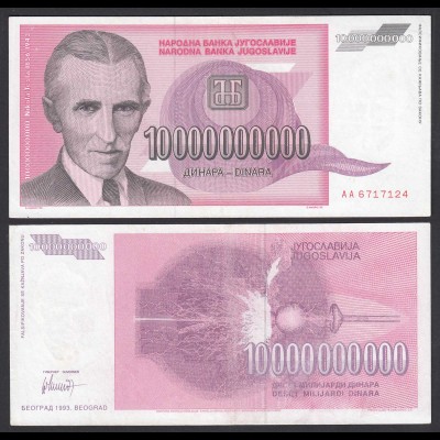 Jugoslawien - Yugoslavia 10-Milliarden (Billion) Dinara 1993 Pick 127 aUNC (1-)